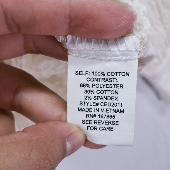 NY Collection Cream Lace Floral Collar Button Down Preppy Top Size M - Picture 5 of 13